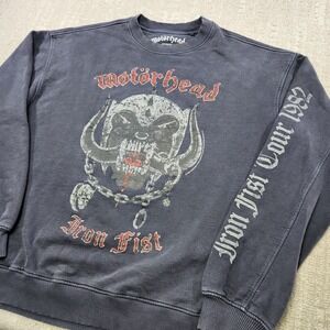 Motorhead Sweatshirt Adult Large Iron Fist Tour 1982 Retro Heavy Cotton Gray